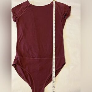 Free People Intimatality Burgundy Bodysuit Cap Sleeve XS